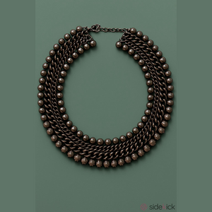 gunmetal and rhinestone Statement Necklace.
